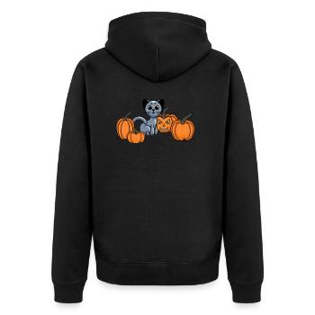 Midnight Cat - Unisex Premium Bio Zip Hoodie - Schwarz - Hinten - Nico (187cm)