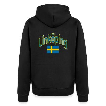 Linköping drapeau suédois - Veste à capuche bio Premium Unisexe - noir - Dos - Nico (187cm)