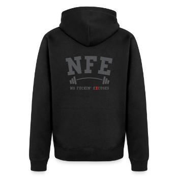 NFE (No Fuckin ́ Excuses) - Faites votre entraînement - Veste à capuche bio Premium Unisexe - noir - Dos - Nico (187cm)