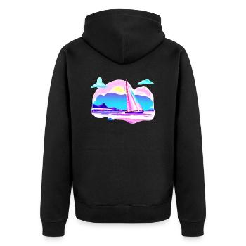 Segelsport Segeln Segelschiff Segler Segelboot - Unisex Premium Bio Zip Hoodie - Schwarz - Hinten - Nico (187cm)