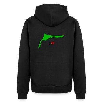 Fischland Darß - Mecklenburg Vorpommern mit Herz - Unisex Premium Bio Zip Hoodie - Schwarz - Hinten - Nico (187cm)