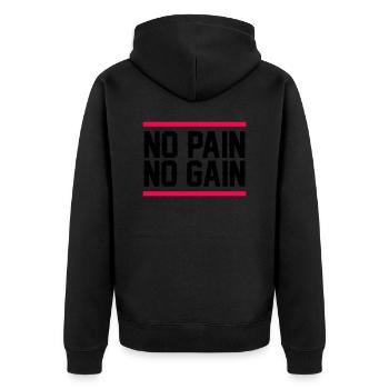 no pain no gain - Unisex Premium Organic Zip Hoodie - black - Back - Nico (187cm)