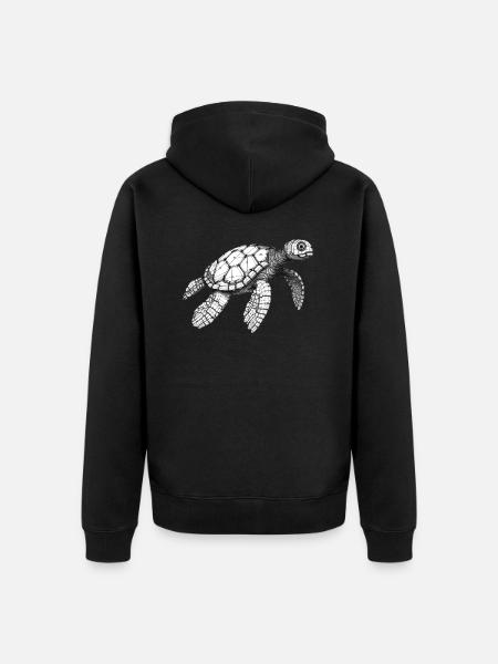 Turtle black and white swimming - Unisex Premium Organic Zip Hoodie - black