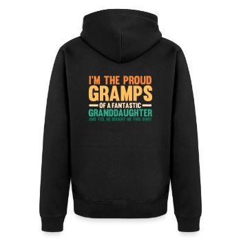 Ich Bin Der Stolze Gramps Von Großvater Opa - Unisex Premium Bio Zip Hoodie - Schwarz - Hinten - Nico (187cm)