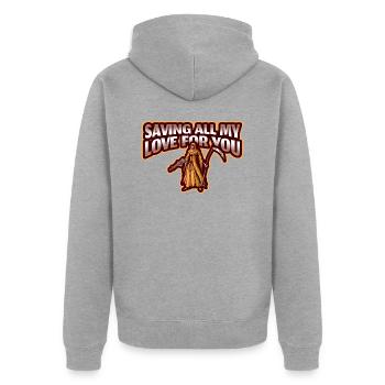 Rettung all meiner Liebe - Unisex Premium Bio Zip Hoodie - Grau meliert - Hinten - Nico (187cm)