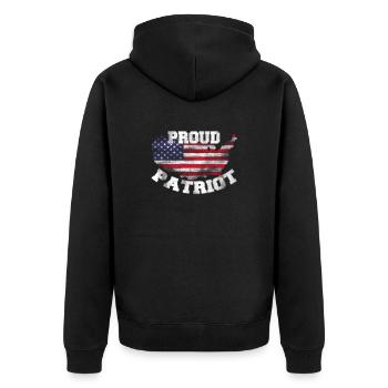 Proud Patriot 4th July Independence day - Unisex Premium Organic Zip Hoodie - black - Back - Nico (187cm)