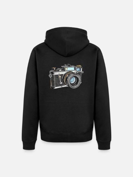 Camera Retro Drawing - Unisex Premium Organic Zip Hoodie - black