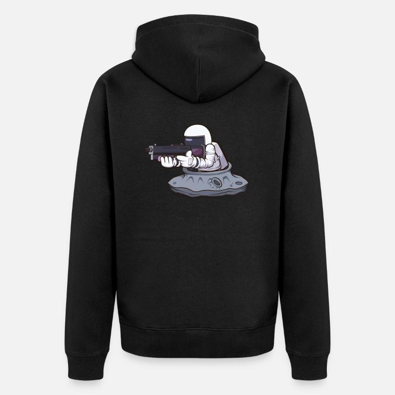 Astronaute avec arme - Veste à capuche bio Premium Unisexe - noir