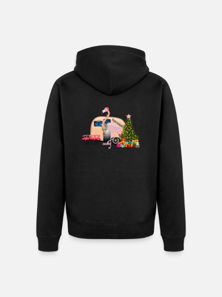 christmas santa claus flamingo - Unisex Premium Organic Zip Hoodie - black