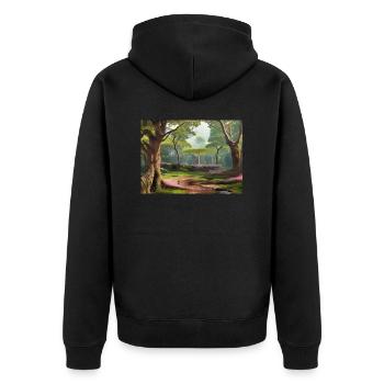 Ewiger Grünwald - Unisex Premium Bio Zip Hoodie - Schwarz - Hinten - Nico (187cm)