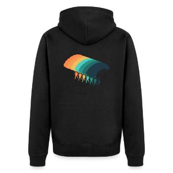 Vintage-Fallschirm - Unisex Premium Bio Zip Hoodie - Schwarz - Hinten - Nico (187cm)