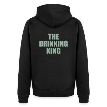 the drinking king - Unisex Premium Organic Zip Hoodie - black - Back - Nico (187cm)