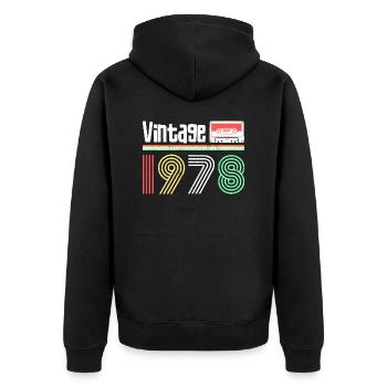 vintage année 1978 - Veste à capuche bio Premium Unisexe - noir - Dos - Nico (187cm)