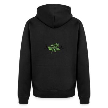 Basil Plant Heartbeat - Unisex Premium Organic Zip Hoodie - black - Back - Nico (187cm)