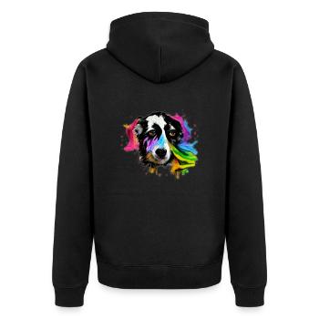 Australian Shepherd Design - colorful - Unisex Premium Organic Zip Hoodie - black - Back - Nico (187cm)