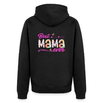Stolze Mama Mutter Mami Lebensaufgabe Kinder Kind - Unisex Premium Bio Zip Hoodie - Schwarz - Hinten - Nico (187cm)