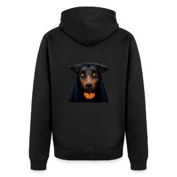 Halloween Beauceron - Unisex Premium Bio Zip Hoodie - Schwarz - Hinten - Nico (187cm)