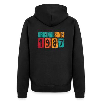 Né en 1987 cadeau de 35e anniversaire - Veste à capuche bio Premium Unisexe - noir - Dos - Nico (187cm)