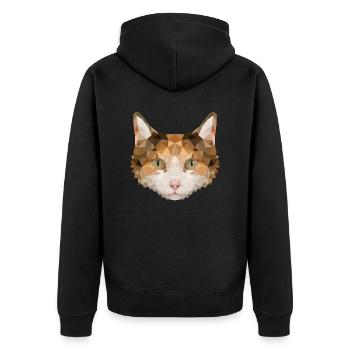 Süße Katze im Polygonstyle miaut eckig kantig - Unisex Premium Bio Zip Hoodie - Schwarz - Hinten - Nico (187cm)