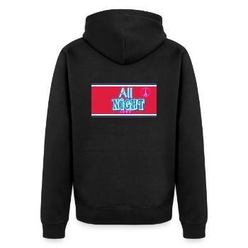 Die ganze Nacht lang 1 - Unisex Premium Bio Zip Hoodie - Schwarz - Hinten - Nico (187cm)