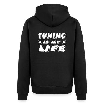 tuning - Unisex Premium Organic Zip Hoodie - black - Back - Nico (187cm)