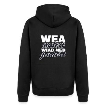 Wea sudert.... - Unisex Premium Bio Zip Hoodie - Schwarz - Hinten - Nico (187cm)