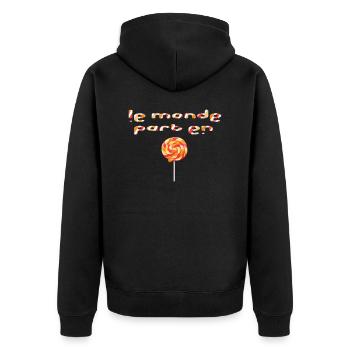 The world goes to lollipop - Unisex Premium Organic Zip Hoodie - black - Back - Nico (187cm)