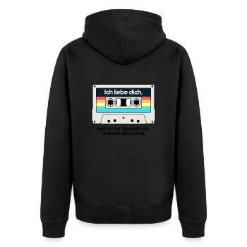 Du bist der Soundtrack meines Lebens - Unisex Premium Bio Zip Hoodie - Schwarz - Hinten - Nico (187cm)