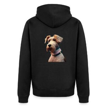 Airedale Terrier Hund - Airedale Terrier - Unisex Premium Bio Zip Hoodie - Schwarz - Hinten - Nico (187cm)