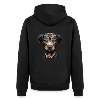 Chien léopard Catahoula - Veste à capuche bio Premium Unisexe - noir - Dos - Nico (187cm)