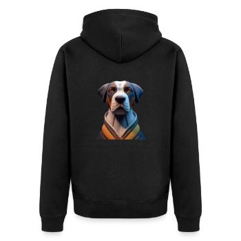 Grosser Schweizer Sennenhund - Unisex Premium Bio Zip Hoodie - Schwarz - Hinten - Nico (187cm)