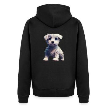 Westie Hund - Westie - Unisex Premium Bio Zip Hoodie - Schwarz - Hinten - Nico (187cm)