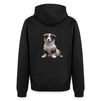 Australian Shepherd Dog - Aussie Dog - Unisex Premium Organic Zip Hoodie - black - Back - Nico (187cm)