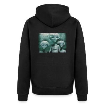 Aliens in the Mist - Unisex Premium Organic Zip Hoodie - black - Back - Nico (187cm)
