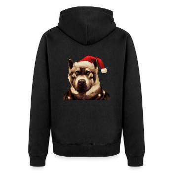 American Akita Weihnachten - Unisex Premium Bio Zip Hoodie - Schwarz - Hinten - Nico (187cm)