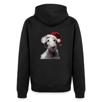 Bedlington Terrier Christmas - Unisex Premium Organic Zip Hoodie - black - Back - Nico (187cm)
