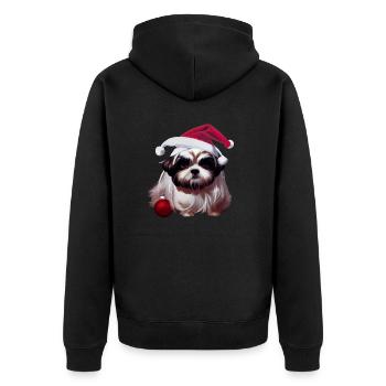 Shih Tzu Noël - Veste à capuche bio Premium Unisexe - noir - Dos - Nico (187cm)