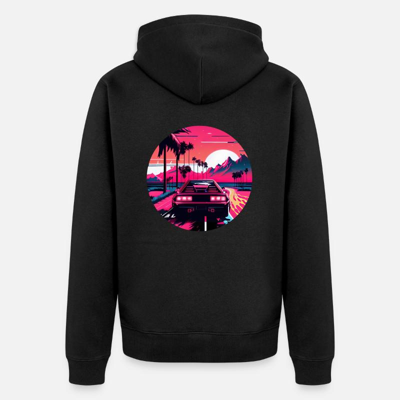 Retrowave Synthwave 80s Design - Unisex Premium Bio Zip Hoodie - Schwarz