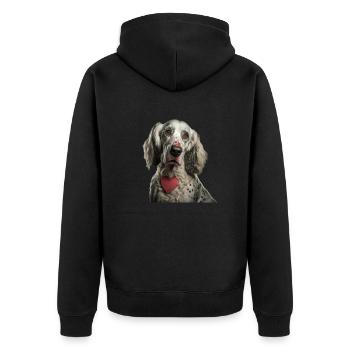 Deutsch Setter Valentine's Day - Unisex Premium Organic Zip Hoodie - black - Back - Nico (187cm)