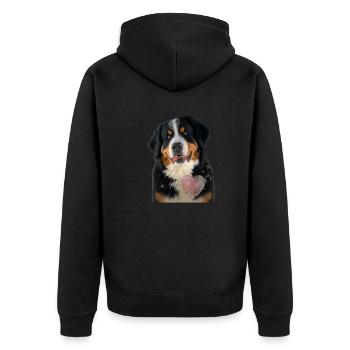 Appenzeller Sennenhund Valentins Tag - Unisex Premium Bio Zip Hoodie - Schwarz - Hinten - Nico (187cm)