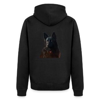 Schwarzer Schäferhund Valentins Tag - Unisex Premium Bio Zip Hoodie - Schwarz - Hinten - Nico (187cm)