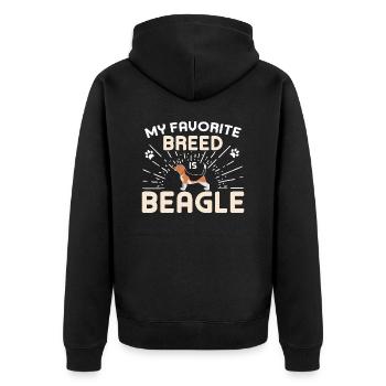 Meine Lieblingsrasse ist Beagle - Unisex Premium Bio Zip Hoodie - Schwarz - Hinten - Nico (187cm)