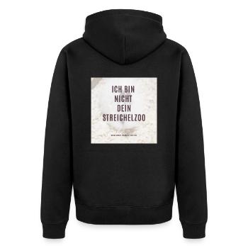 Ich bin nicht Dein Streichelzoo Frage PKSB - Unisex Premium Bio Zip Hoodie - Schwarz - Hinten - Nico (187cm)