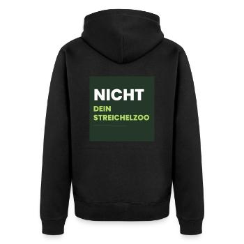 Nicht Dein Streichelzoo Print auf Panel PGSWHG - Unisex Premium Bio Zip Hoodie - Schwarz - Hinten - Nico (187cm)