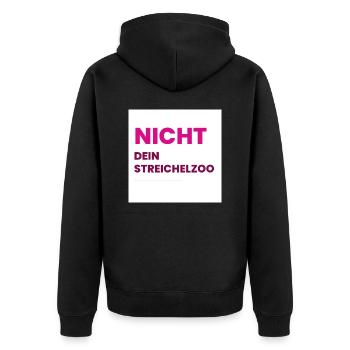 Nicht Dein Streichelzoo Print auf Panel PWSPBD - Unisex Premium Bio Zip Hoodie - Schwarz - Hinten - Nico (187cm)