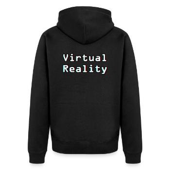 Virtual Reality Unleashed - Digitale Kunst - Unisex Premium Bio Zip Hoodie - Schwarz - Hinten - Nico (187cm)