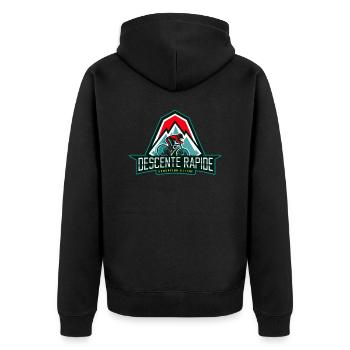 Mountainbiken Downhill Sport Extreme Mountain Adventure - Unisex Premium Bio Zip Hoodie - Schwarz - Hinten - Nico (187cm)