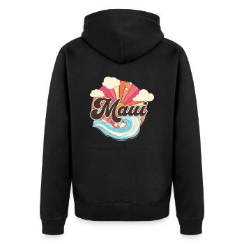Maui Hawaii Retro Strand 70er Jahre - Unisex Premium Bio Zip Hoodie - Schwarz - Hinten - Nico (187cm)