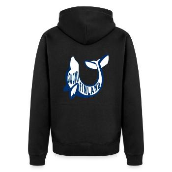 Suomi Finnland Siegel - Unisex Premium Bio Zip Hoodie - Schwarz - Hinten - Nico (187cm)
