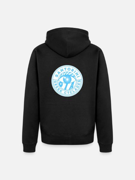 Santorini Blue Greek Eye - Unisex Premium Organic Zip Hoodie - black